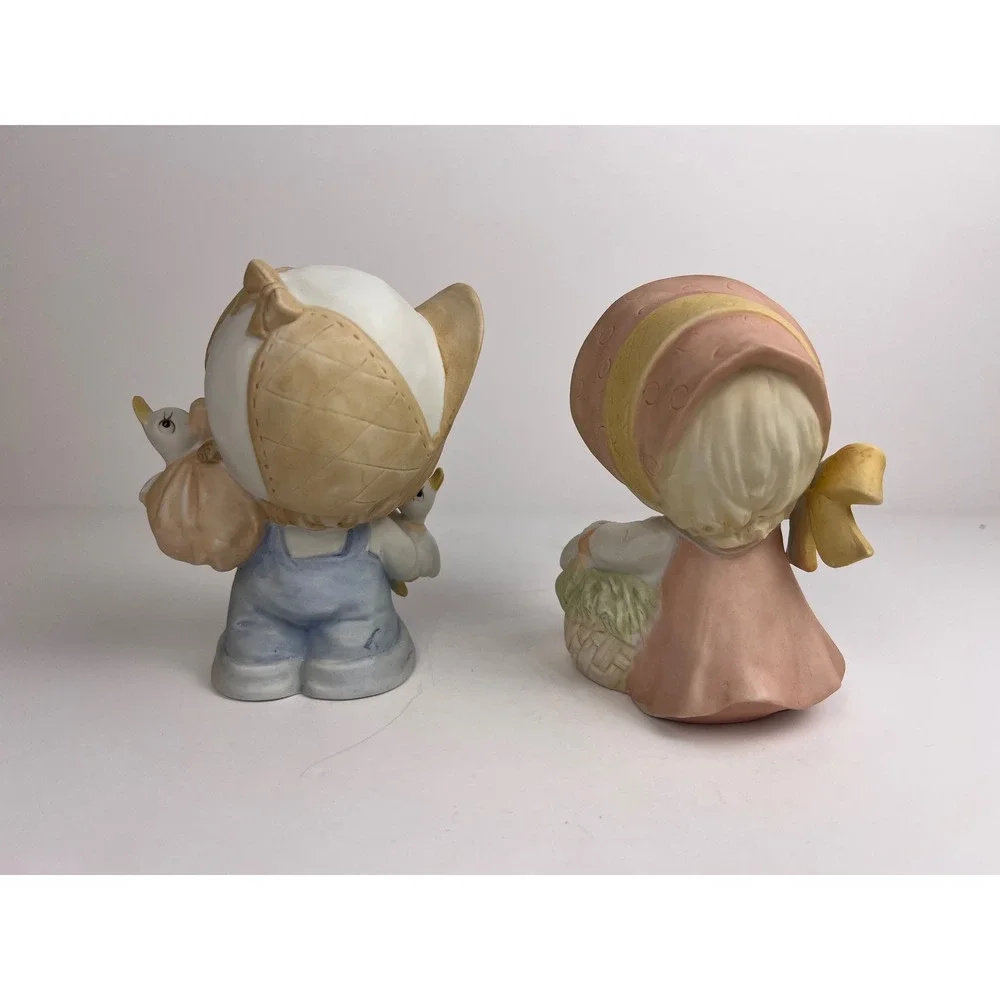 Vintage Homco Boy &‎ Girl Figurines 1418 with Lamb Sheep Ducks